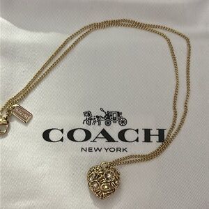 Coach gold heart necklace